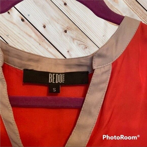 BEDO Red Orange & Tan Blouse S - Picture 4 of 4
